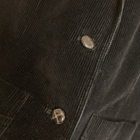 Vintage Blazer Womens Medium Black Cotton Corduroy Jacket Retro 80s Academia - Picture 9 of 15